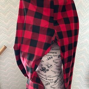 No Boundaries Red and Black Plaid Kids Casual Bottoms